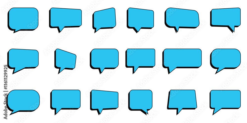 Blank speech bubbles set for custom text, chat, and messages. Blank speech bubbles set for custom text, chat, and messages.