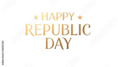 Elegant Republic Day golden text isolated on white background as transparent. PNG.AI GENERATED photo