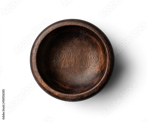 Dark Brown Wooden Bowl Empty Round Small Simple Design