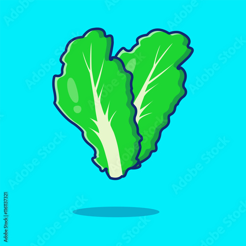 Floating green mustard lettuce cartoon vector icon illustration. food nature icon concept isolated.