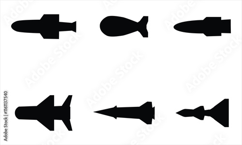 Missile bomb rocket flat vector icon. Nuclear atomic warhead silhouette symbol.bomb vector icon.