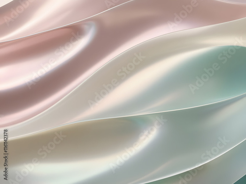Elegant Pearlescent Waves - Minimalist Abstract Fluid Design with Soft Pastel Tones