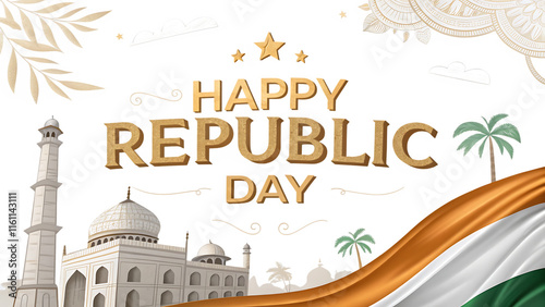 Elegant Republic Day Design with Iconic Monuments isolated on white background as transparent. PNG.AI GENERATED photo