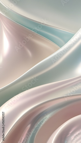 Elegant Pearlescent Waves - Minimalist Abstract Fluid Design with Soft Pastel Tones