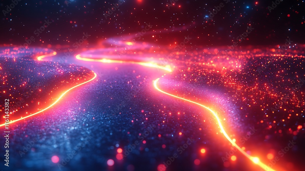 Fototapeta premium Neon Abstract Waves Creating Vibrant Energy in Stunning Futuristic Background