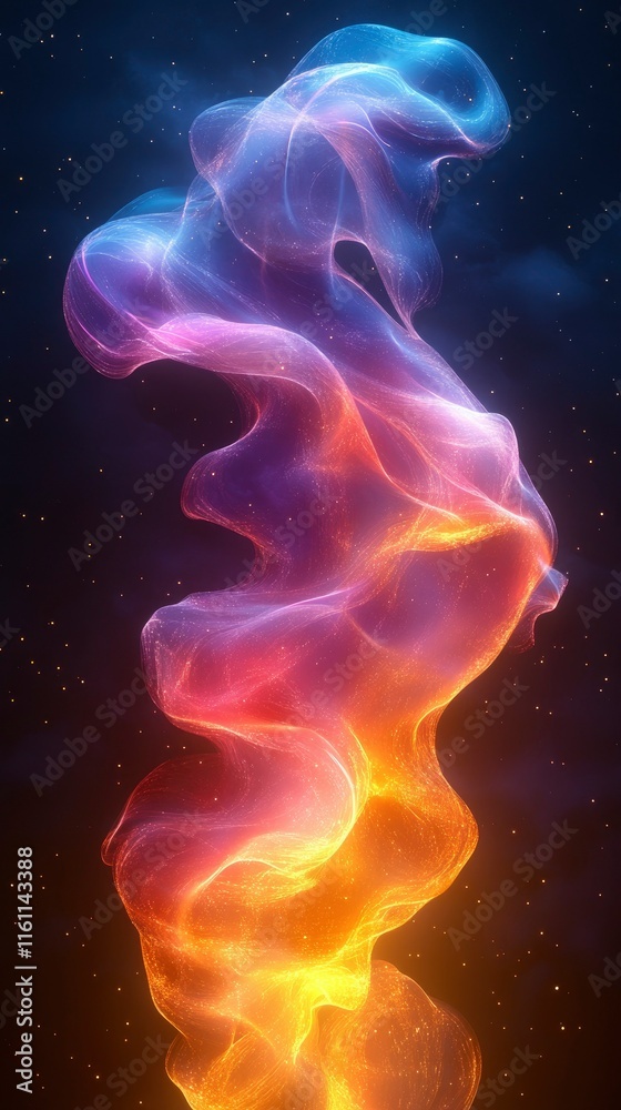 Abstract Cosmic Nebula Glowing Energy Swirl
