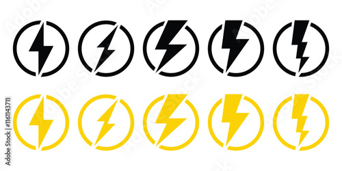 Thunder power icon, flash lightning bolt icon with thunder bolt. Electric power icon symbol. Power energy icon sign in filled, thin, line style for apps and website. Vector illustration. EPS 10