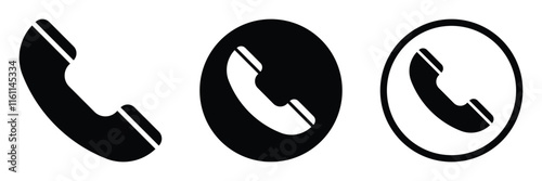 Phone icon set. Contact icon set. Simple black telephone call symbols. Telephone symbol. Contact us. Vector illustration.