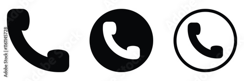 Phone icon set. Contact icon set. Simple black telephone call symbols. Telephone symbol. Contact us. Vector illustration.