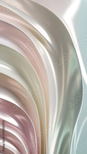 Elegant Pearlescent Waves - Minimalist Abstract Fluid Design with Soft Pastel Tones