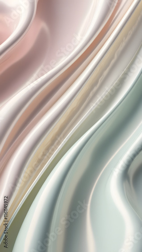 Elegant Pearlescent Waves - Minimalist Abstract Fluid Design with Soft Pastel Tones