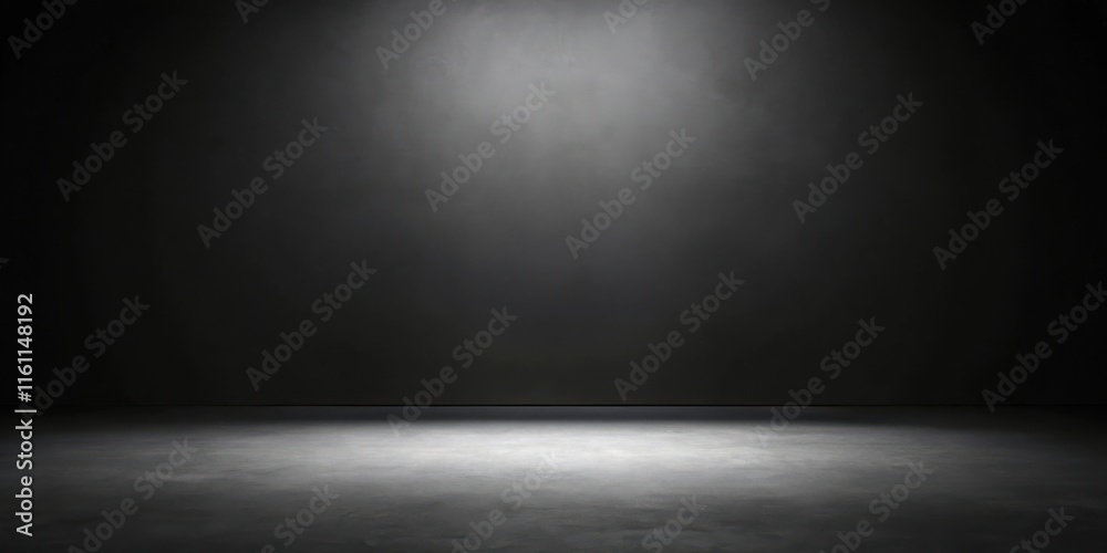 A single spotlight illuminates the center of a dark, empty room, casting a dramatic light on the textured concrete floor. A single spotlight illuminates the center of a dark, empty room, casting a dramatic light on the textured concrete floor.