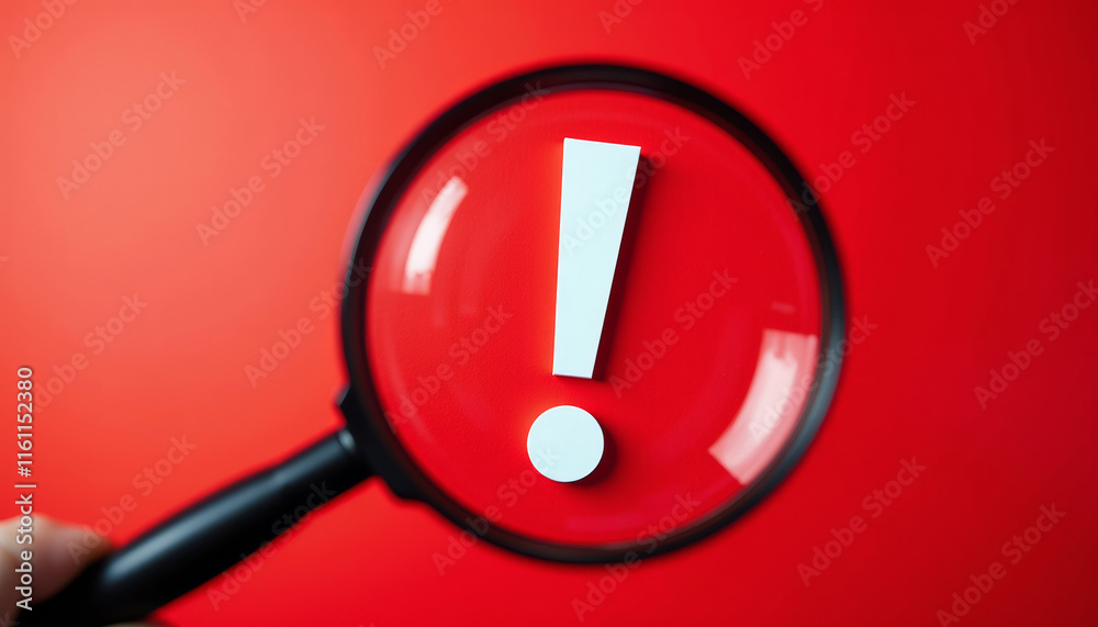 Magnifying Glass with Exclamation Point Symbol Magnifying Glass with Exclamation Point Symbol