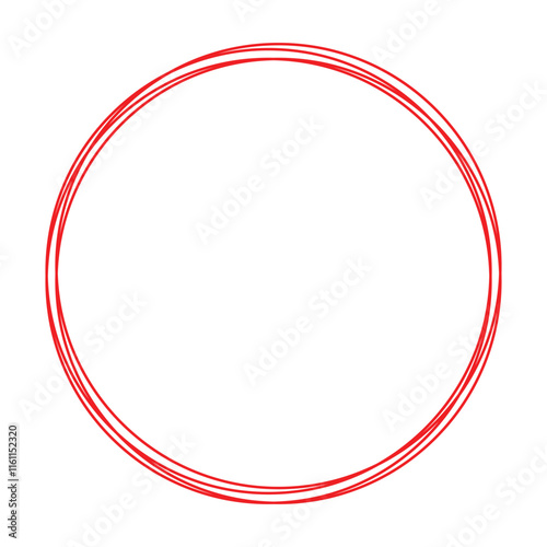 Highlight hand draw red circle isolated on background.