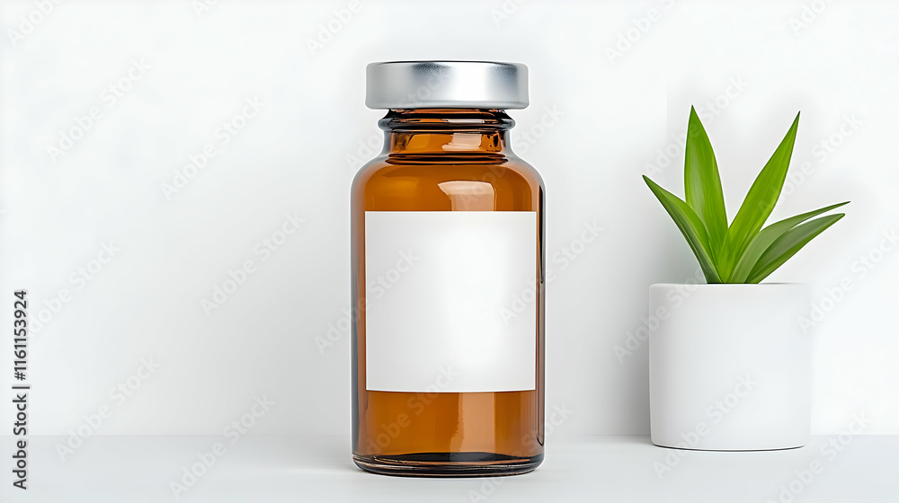 Amber Vial Mockup 3D Render Amber Vial Mockup 3D Render