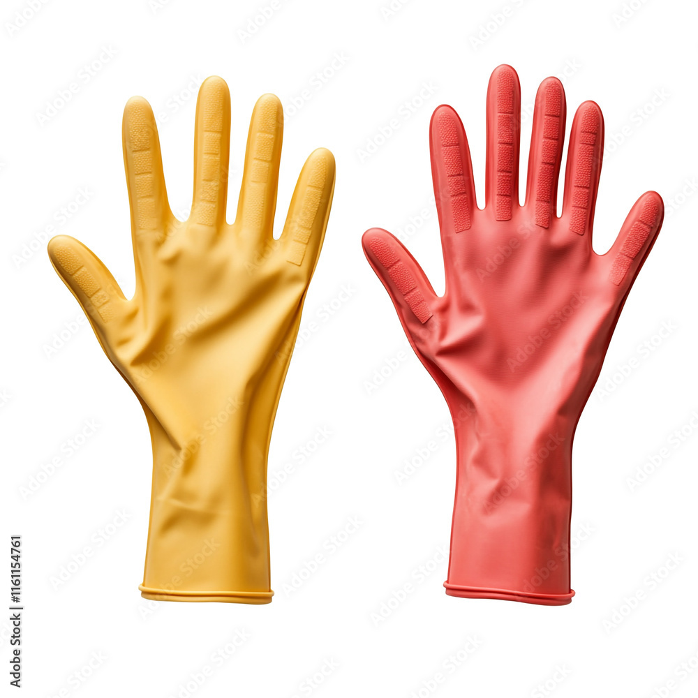 Obraz premium A Pair of Colorful Rubber Gloves Ready for Cleaning