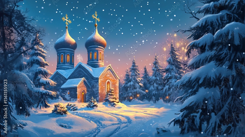 Fototapeta premium Orthodox Christmas Background Concept 