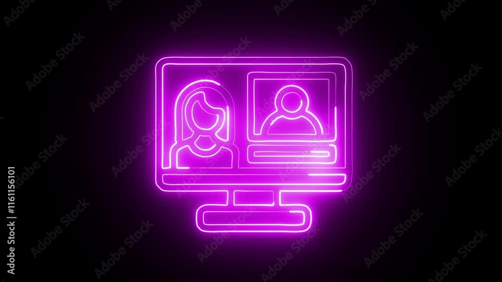 glowing neon panel icon isolated on black background. HD video motion graphic animation glowing neon panel icon isolated on black background. HD video motion graphic animation