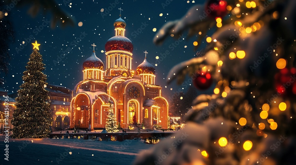 Obraz premium Orthodox Christmas Background Concept 