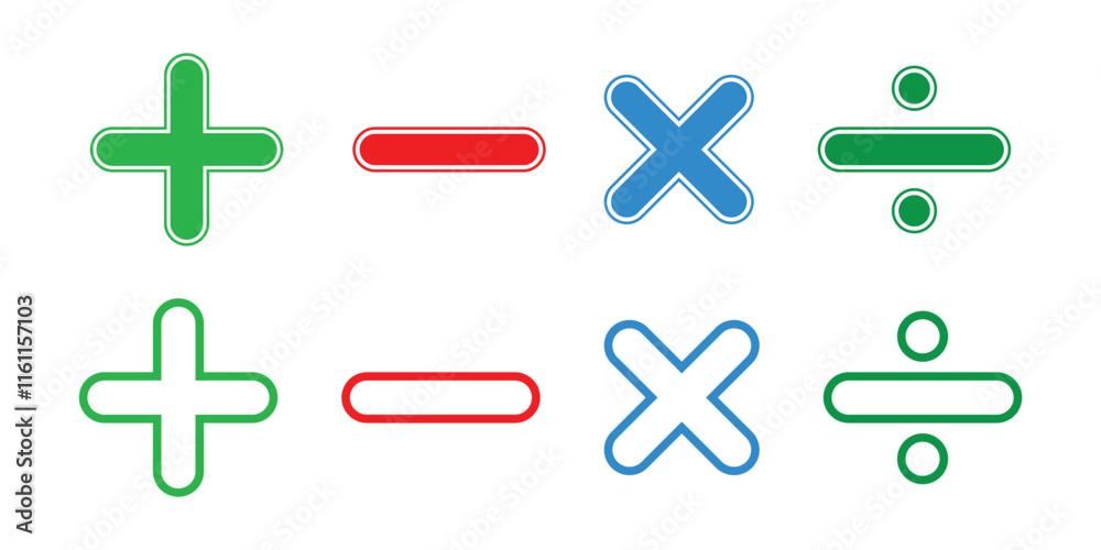 Obraz premium plus, minus, multiply, divide sign icons vector design