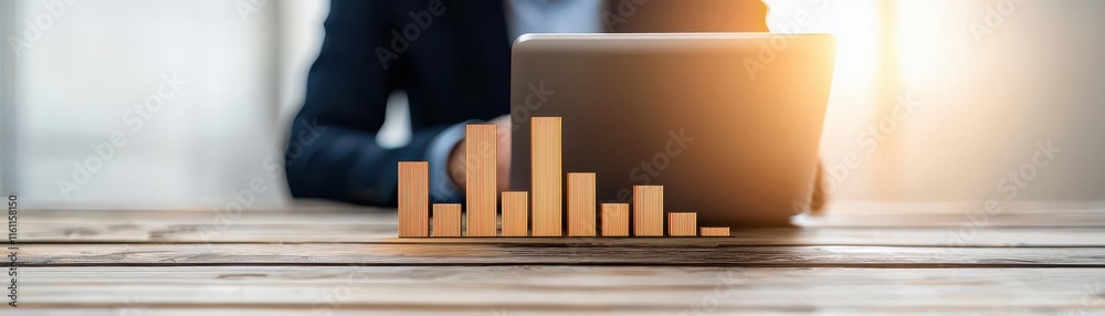 Obraz premium energy stock concept. Investor portfolio tracking market growth in sustainable energy, with data showing the increasing value of renewable power companies