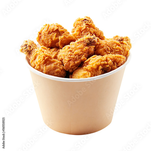 A bowl of fried chicken isolated on a transparent background.