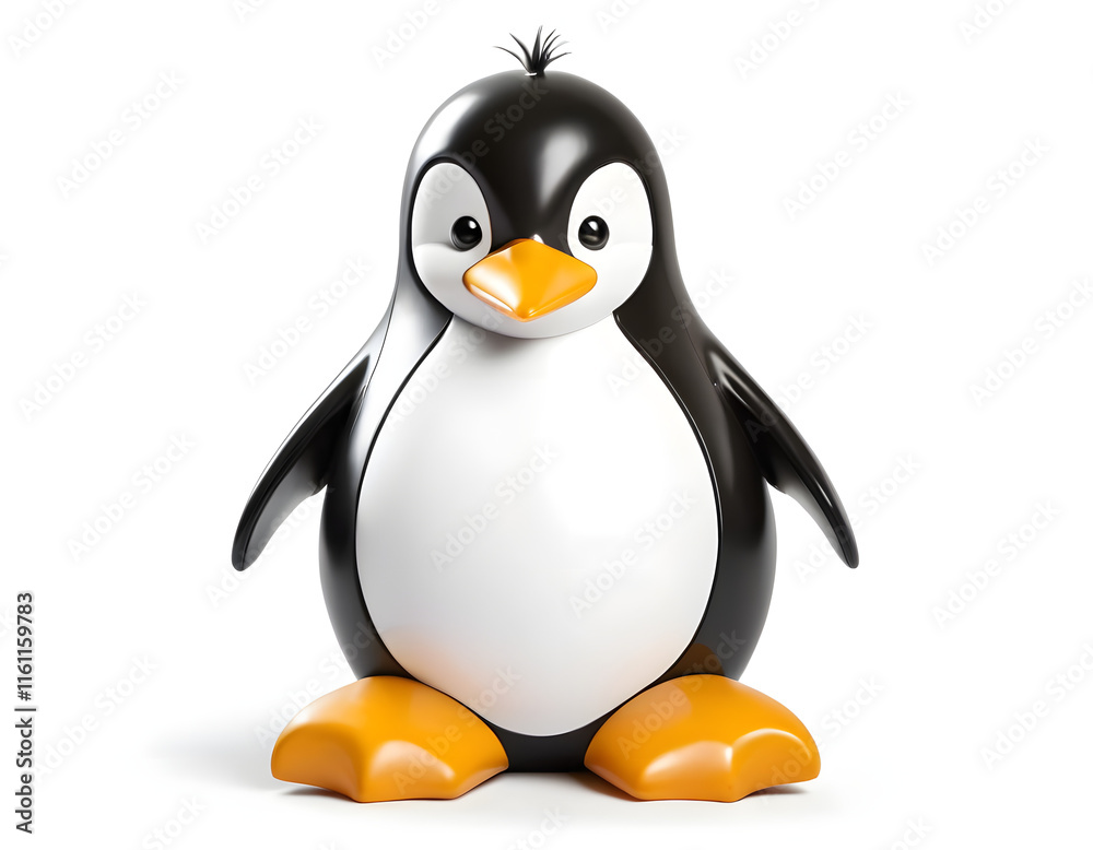 Fototapeta premium penguin on the white background, cute penguin simple picture cartoon style 