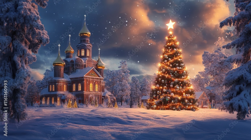Fototapeta premium Orthodox Christmas Background Concept 