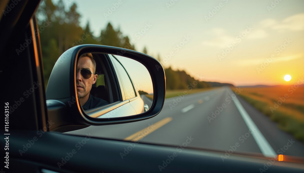 Sunset Drive Reflection in Car Mirror Sunset Drive Reflection in Car Mirror