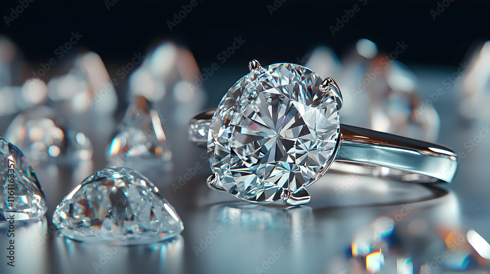 3D Render Sparkling Diamond Ring 3D Render Sparkling Diamond Ring