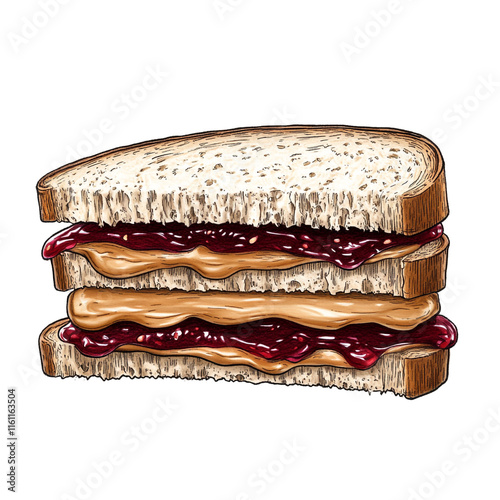 A Delicious Double-Decker Peanut Butter and Jelly Sandwich photo