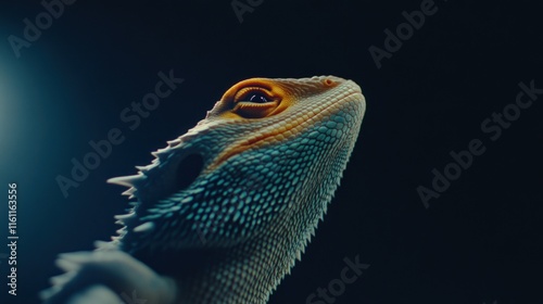 Lizard portrait studio setting close-up photography dark background artistic view reptile beauty photo