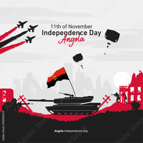 Vector illustration of happy Angola independence day