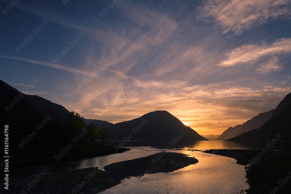 Sunset on the Lugano lake Sunset on the Lugano lake