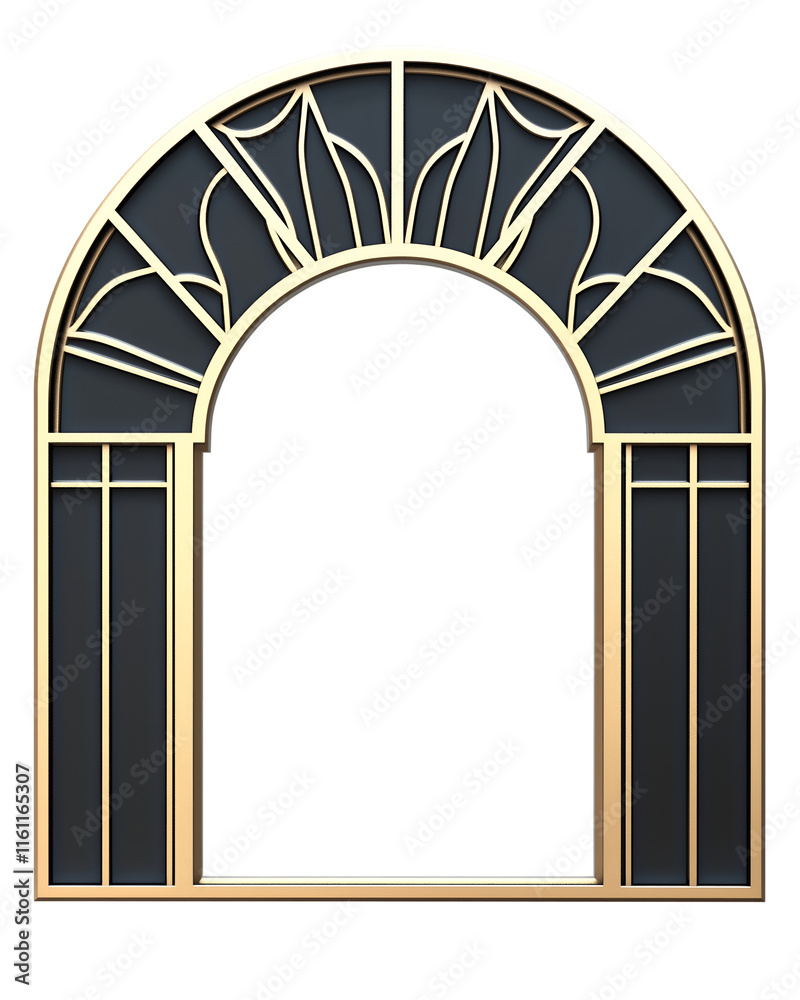 Art deco geometric frame in black and gold, Isolated on transparent background cut out Art deco geometric frame in black and gold, Isolated on transparent background cut out