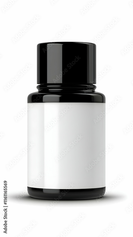 3D Render Black Jar with White Label 3D Render Black Jar with White Label