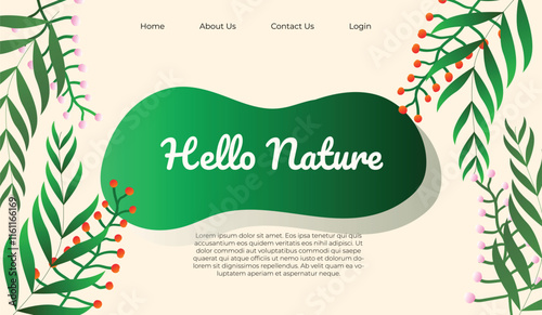 Hello spring. Spring abstract background, banner, poster with spring flowers and leaves. Spring leaves. Modern trendy colorful design. Template for advertising, web, social media.