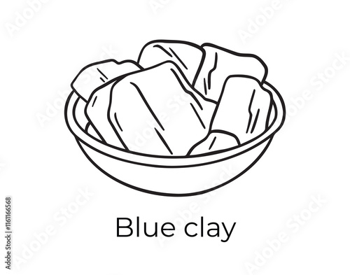 blue clay doodle hand drawn icon. Outline drawing organic natural cosmetic ingredient line blue clay clipart symbol 