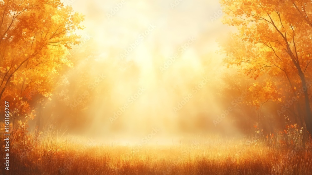 Golden Autumn Morning in the Forest. Golden Autumn Morning in the Forest.