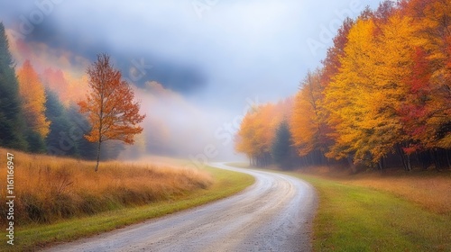 Misty Autumn Road.