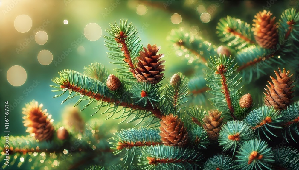 Pine Cones on a Branch, isolated on a white background Pine Cones on a Branch, isolated on a white background
