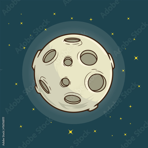 Vector illustration of moon bright grey cartoon design