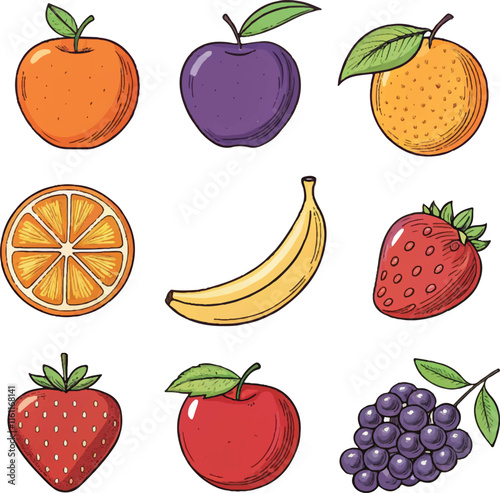 Bright colors of fruits vector collections Set 