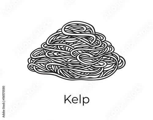 kelp doodle hand drawn icon. Outline drawing plant organic natural cosmetic kelp algae ingredient line clipart symbol 