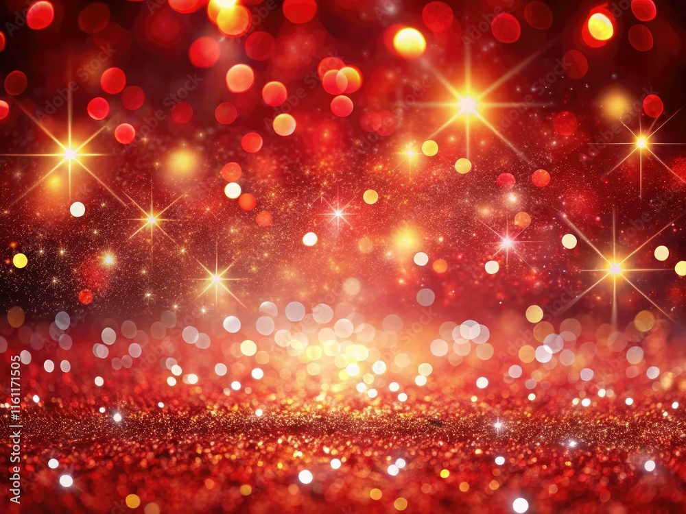 Festive red glitter backdrop shimmers with magical bokeh lights and falling confetti; perfect for holiday sparkle. Festive red glitter backdrop shimmers with magical bokeh lights and falling confetti; perfect for holiday sparkle.