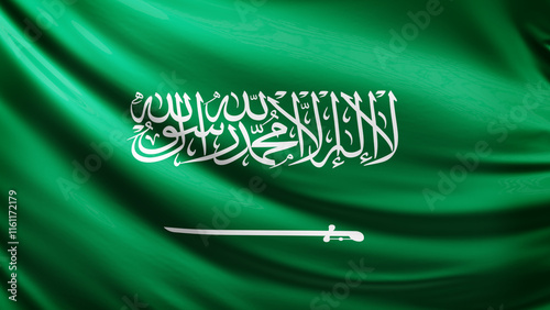 Tableau sur toile Saudi arabia flag picture, close-up shot of saudi arabia nation flag, asia, anim