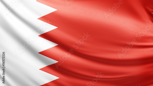 Bahrain flag picture, close-up shot of bahrain nation flag, asia, animated flag background photo, 3D photo of a flag, national symbol of asian country, patriotism, full screen