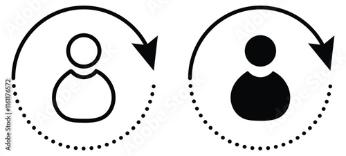 Repeat customer sales icon. Refresh user vector with editable stroke