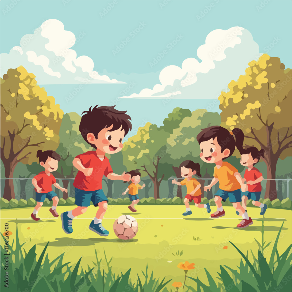 Kids playing playground, Students playing playground vector design, Sports vector design Kids playing playground, Students playing playground vector design, Sports vector design