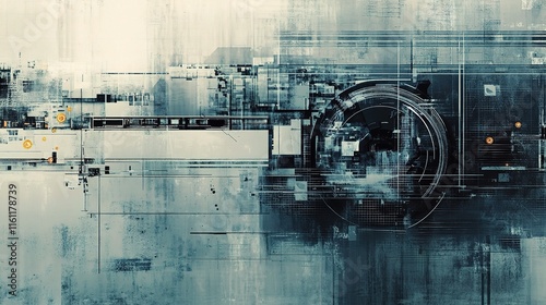 Abstract Industrial Background with Conceptual Mech Elements